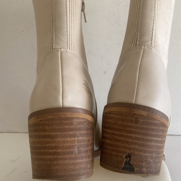 Dolce Vita cream faux leather boots side zip stack heel western  7 1/2 - Picture 5 of 16